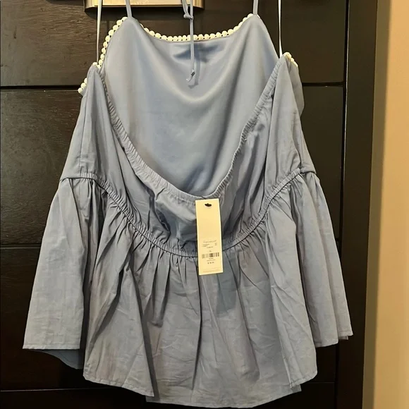 Beautiful Blue and White Embroidered Camisole with Flowy Silhouette - Picture 2 of 3